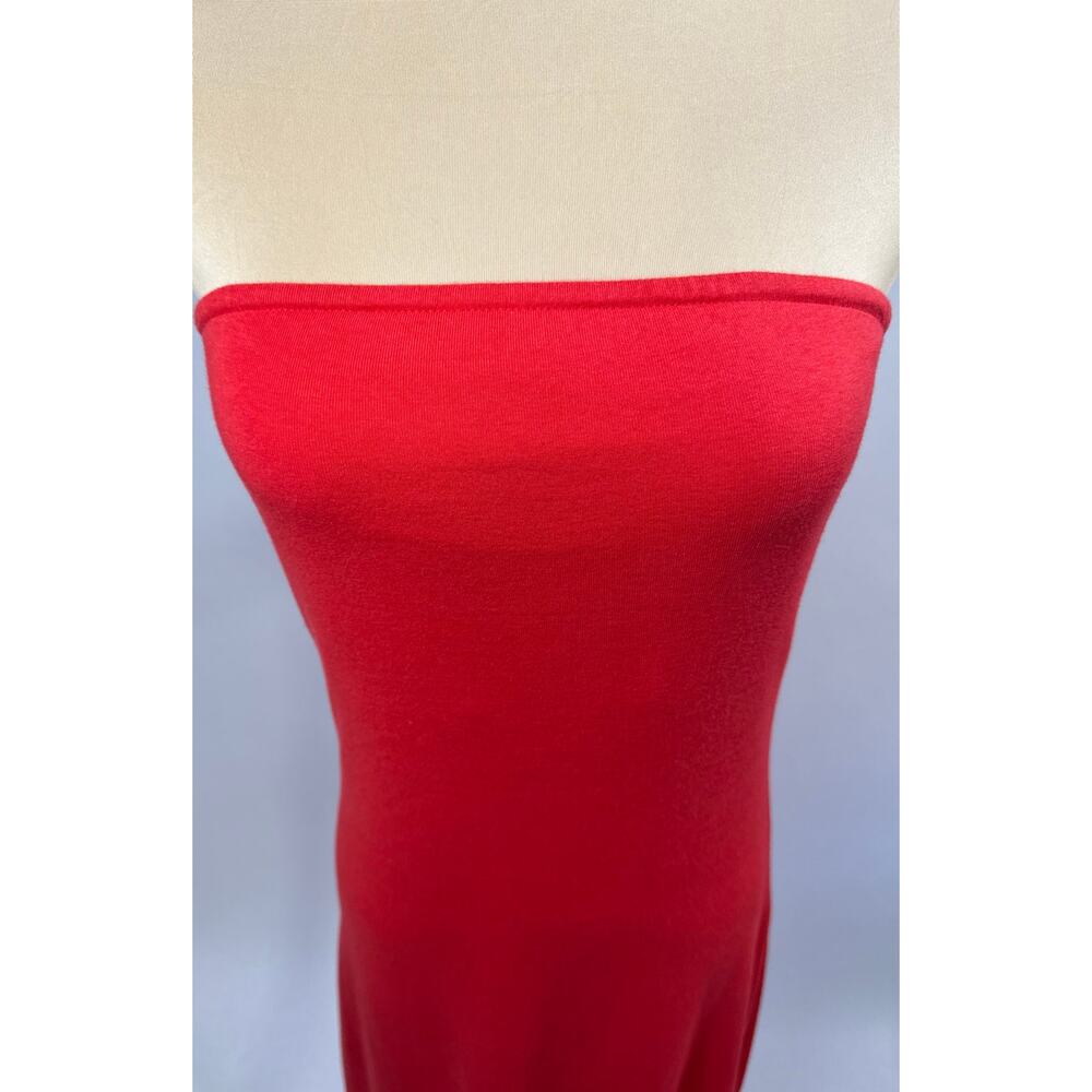 Gap Red Strapless Cotton Midi Column Dress 90s Minimalist Tomato Girl Summer S - Picture 3 of 11
